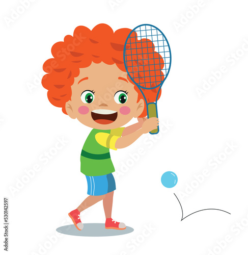 Athlete Cute Boy Playing Tennis