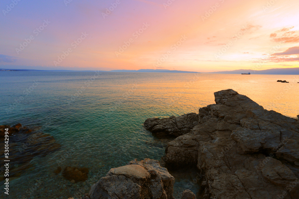 rcky coast in Europe, picturesque sunset view....exclusive - this image sell only on adobestock
