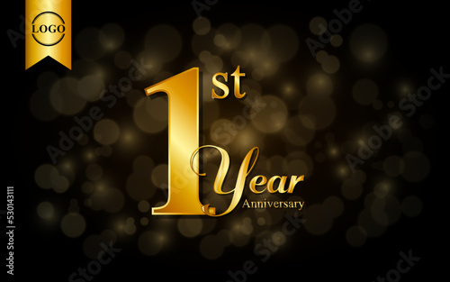 1st anniversary template design. for booklet, leaflet, magazine, brochure poster, banner, web, invitation or greeting card. Vector illustrations.