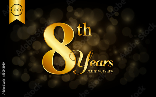 8th anniversary template design. for booklet, leaflet, magazine, brochure poster, banner, web, invitation or greeting card. Vector illustrations.