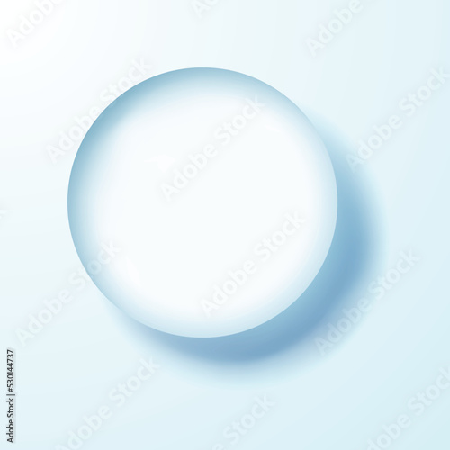 Transparent drop with shadows over light blue background. EPS10 vector.