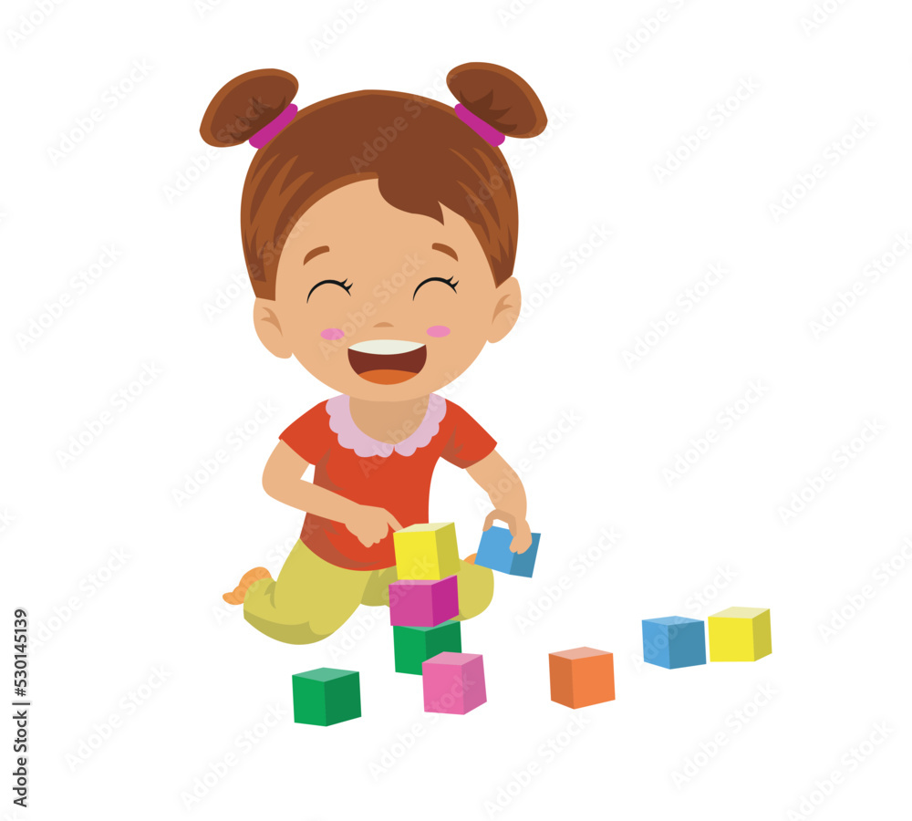 beautiful girl playing cube game
