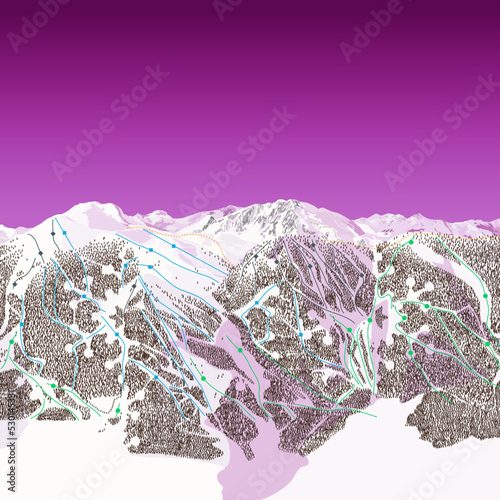 mountain ski hill resort trail map