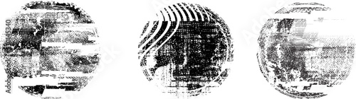 Glitch distorted geometric shape . Noise destroyed logo . Trendy defect error shapes . Glitched frame .Grunge textured . Distressed effect .Vector shapes with a halftone dots screen print texture.