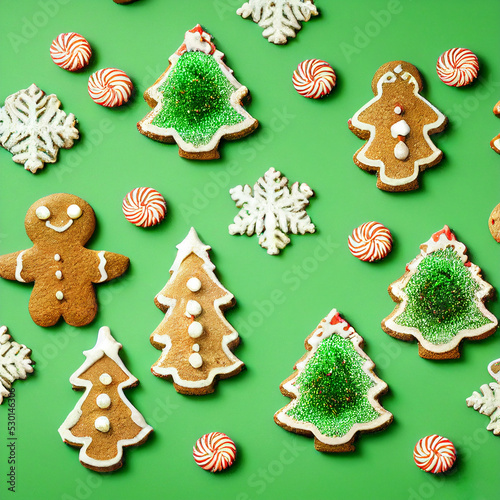 Gingerbread Christmas cookies. Concept of traditional holiday baking.