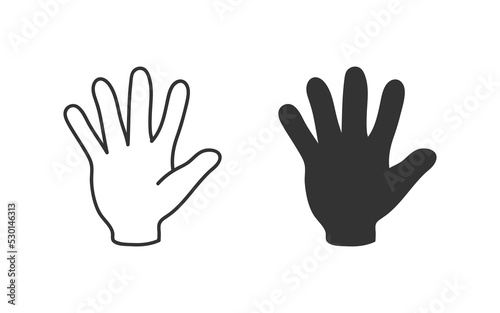 Five fingers gesture thin line icon. Open palm symbol. Sign hand vector flat.