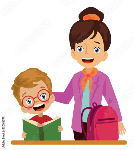 teacher in class and cute students