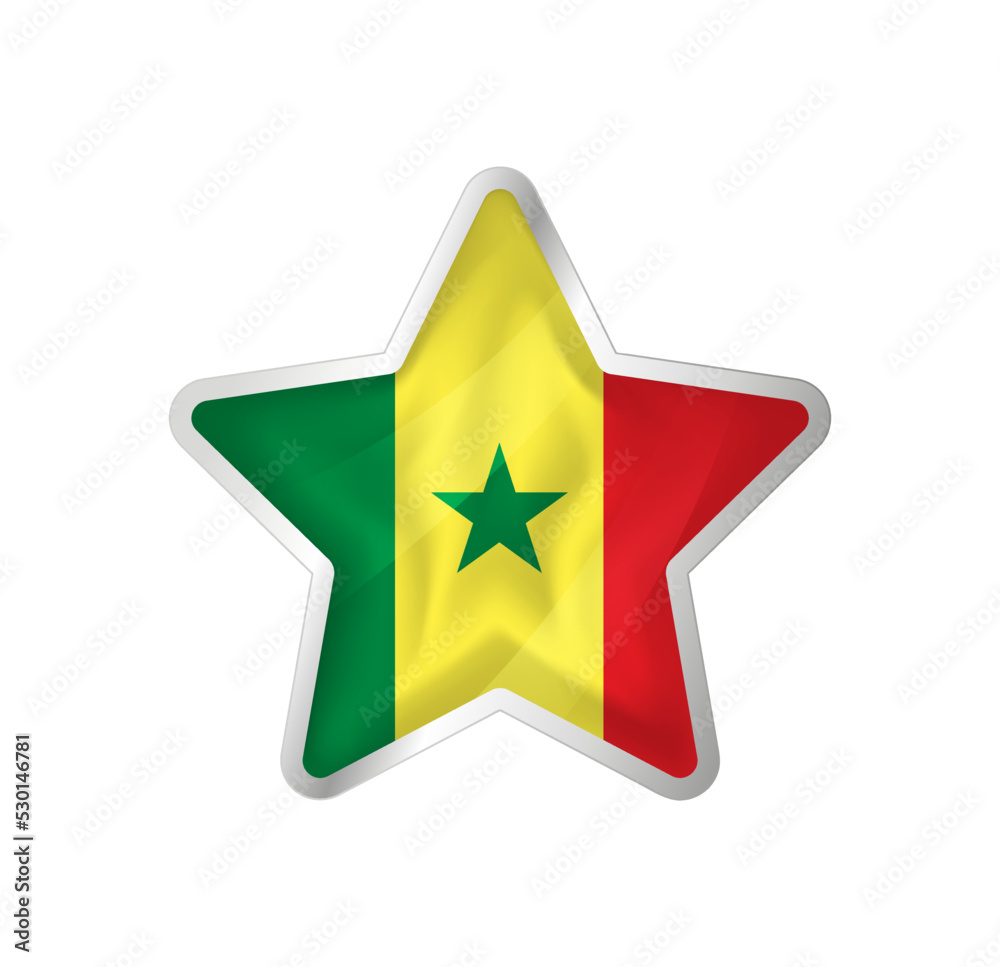 Senegal flag in star. Button star and flag template. Easy editing and vector in groups. National flag vector illustration on white background. Senegal flag in star. Button star and flag template. Easy editing and vector in groups. National flag vector illustration on white background.