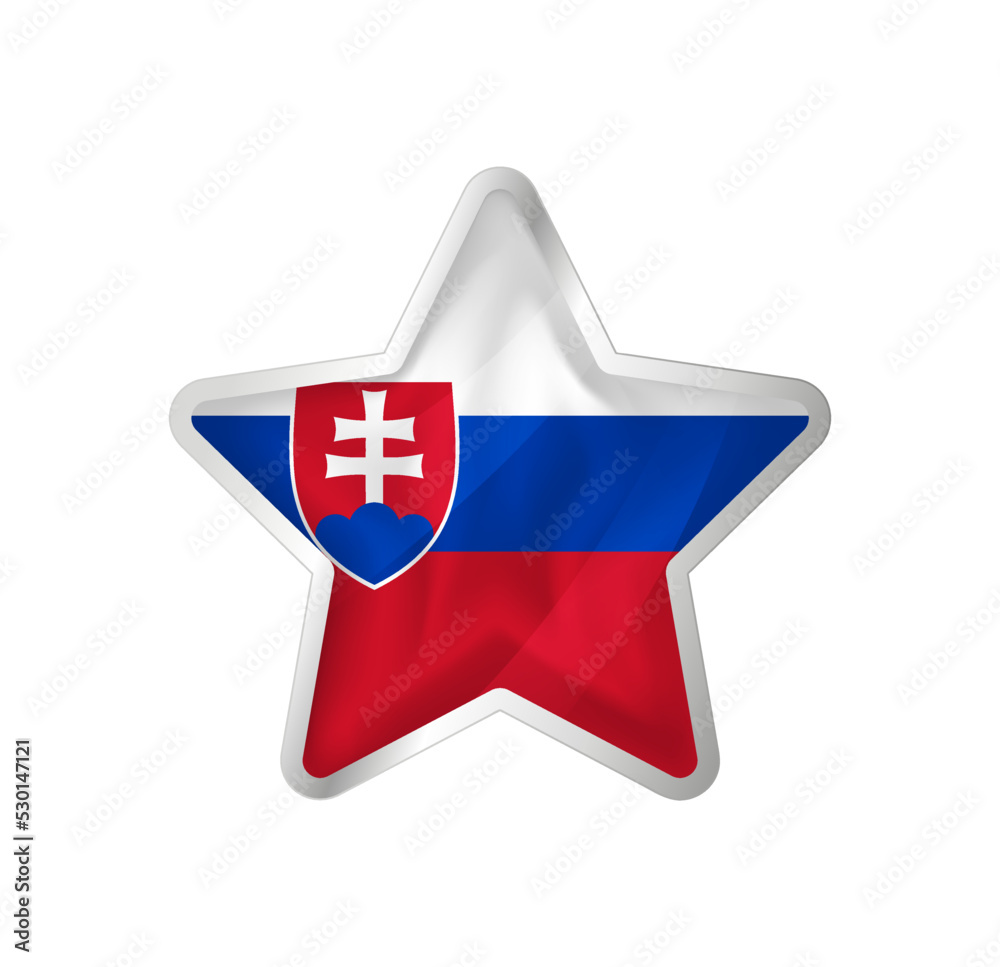 Slovakia flag in star. Button star and flag template. Easy editing and vector in groups. National flag vector illustration on white background.