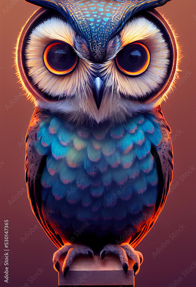digital render of a blue owl