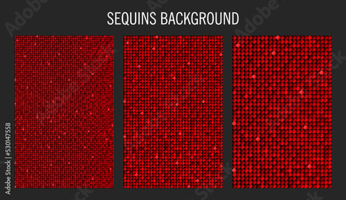 Poster from red sequins, glitters, sparkle