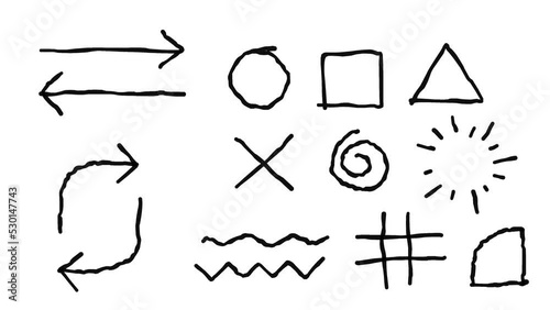 hand drawn sketch of graphic elements icons set