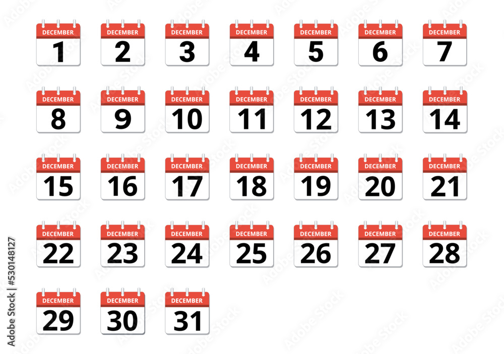 December month calendar set December month calendar set
