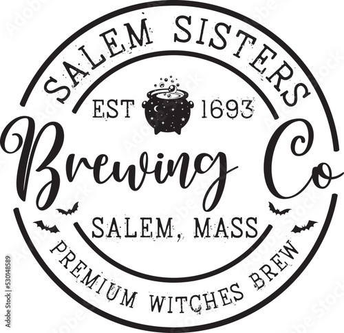 Salem Sisters Brewing Co, Halloween Truck, Happy Halloween, Vector Illustration File