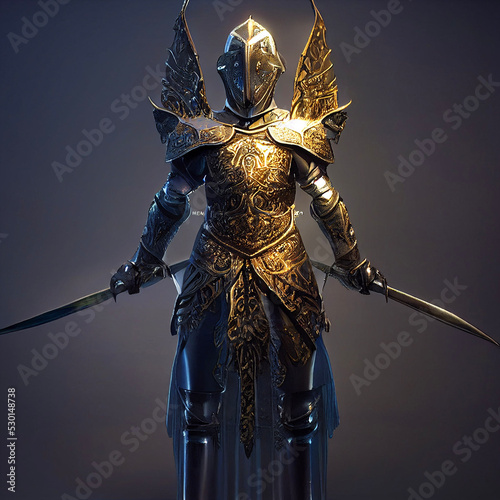Digital render of a knight in armour