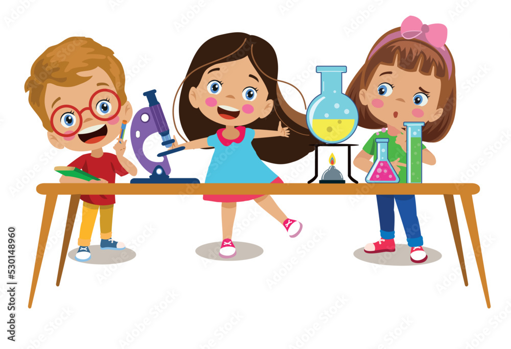 kids doing experiment research in lab at school kids doing experiment research in lab at school