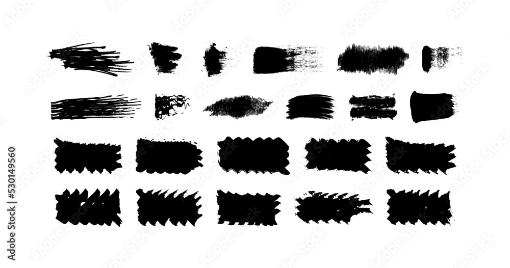 Paintbrush  collection icon set. Grunge texture symbol. SIgn black paint vector flat.