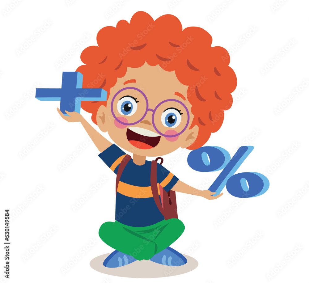 cute boy and math symbols Stock Vector | Adobe Stock