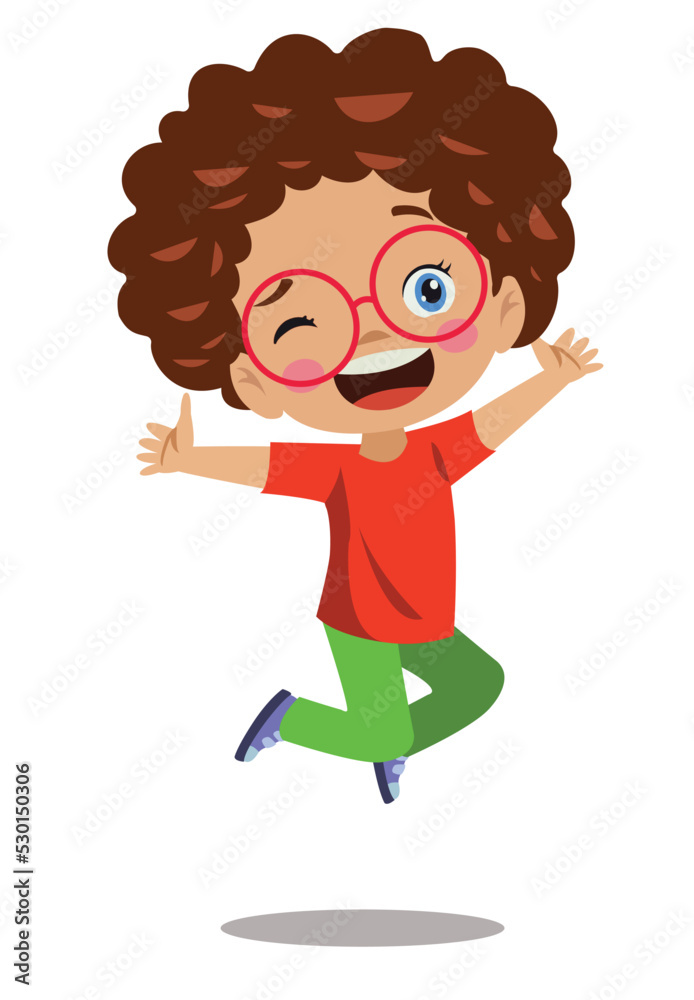Fototapeta premium cute and happy boy jumping