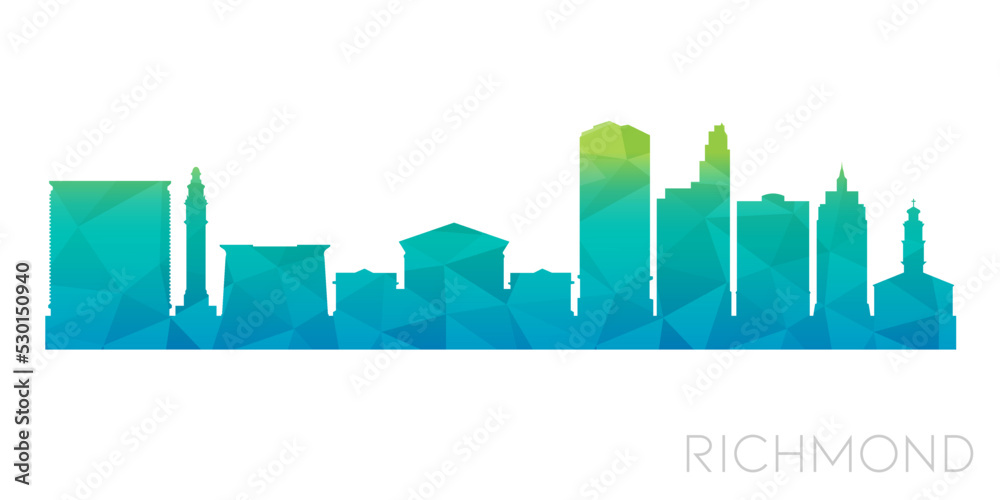 Richmond, VA, USA Low Poly Skyline Clip Art City Design. Geometric Polygon Graphic Horizon Icon. Vector Illustration Symbol.
