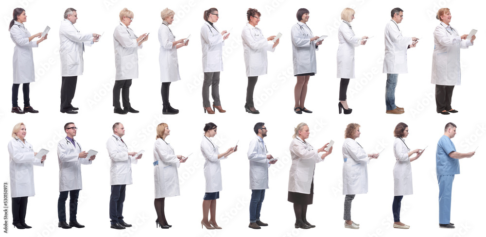 Obraz premium group of doctors with clipboard isolated on white