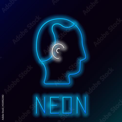 Glowing neon line Baldness icon isolated on black background. Alopecia. Colorful outline concept. Vector