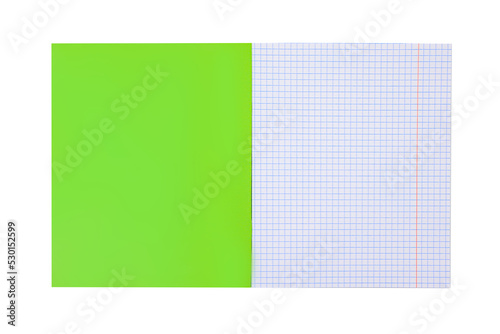 Green school notebooks isolated on a white background