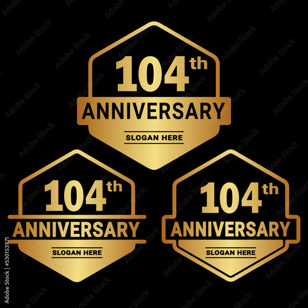 104 years anniversary celebration logotype. 104th anniversary logo collection. Set of anniversary design template. Vector and illustration.
