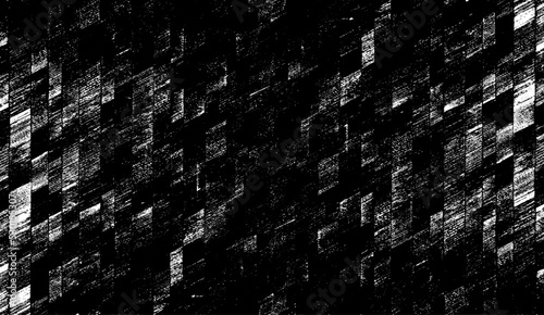 Monochrome  composed of irregular graphic elements. Distressed uneven grunge background. Abstract vector illustration. Overlay for interesting effect and depth. Isolated on white background.