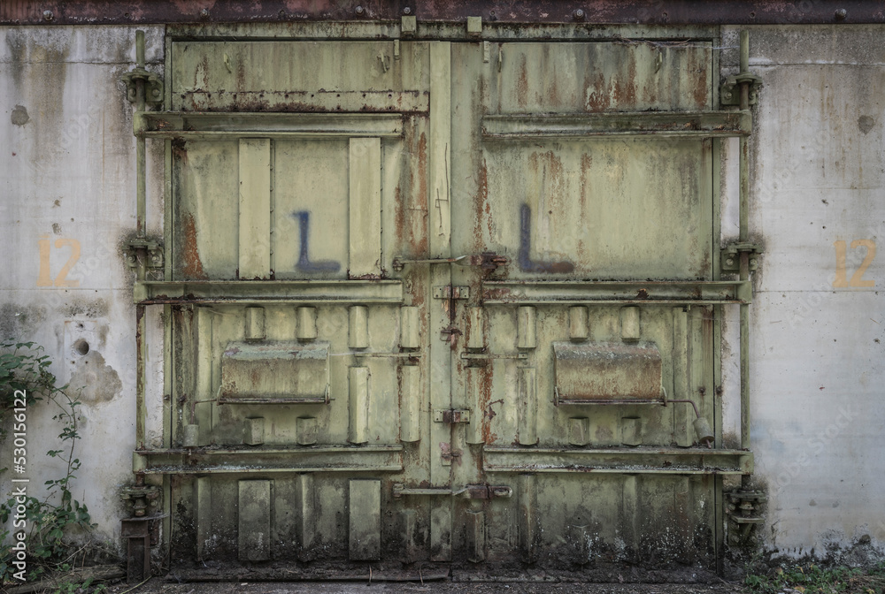 door of a military storage bunker building