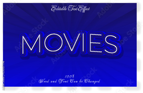 Blue movie text effect editable