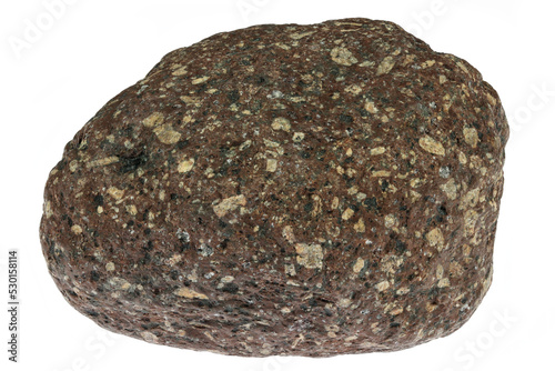 porphyry from the Baltic Sea coast in Waabs, Germany isolated on white background