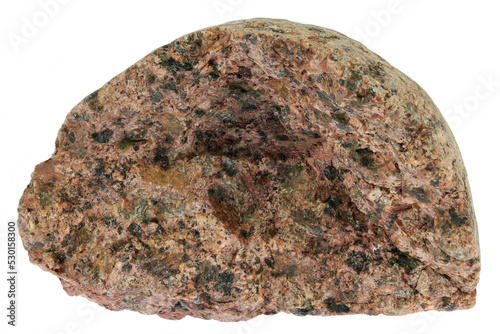 syenite from the Baltic Sea coast in Waabs, Germany isolated on white background photo