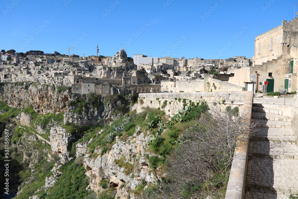 View to the old town of Matera, Italy