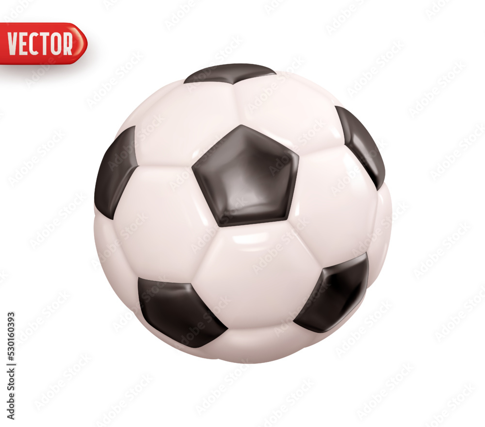 Soccer ball. Football balls realistic 3d design style. Leather texture white black color. Mockup of sports elements isolated on white background. vector illustration Soccer ball. Football balls realistic 3d design style. Leather texture white black color. Mockup of sports elements isolated on white background. vector illustration