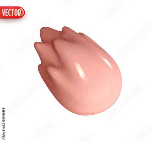 Comet with tail is on fire. Abstract meteorite and asteroid. Realistic 3d design element In plastic cartoon style. Icon isolated on white background. vector illustration