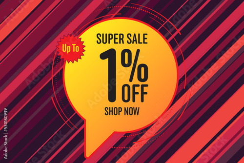 1 one Percent off sale shopping banner. business fashion