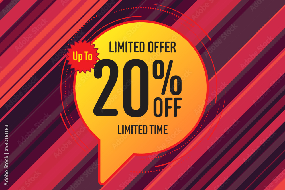 20 twenty Percent off sale shopping banner. logo party
