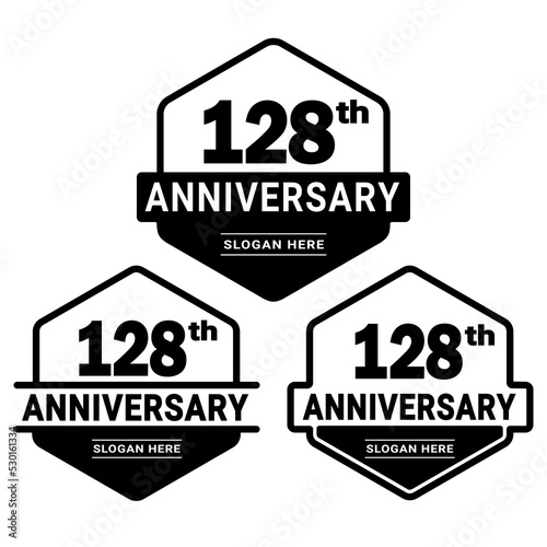 128 years anniversary celebration logotype. 128th anniversary logo collection. Set of anniversary design template. Vector and illustration.
 photo