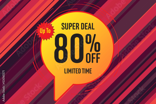 80 eighty Percent off sale shopping banner. money icon