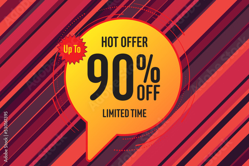 90 ninety Percent off sale shopping banner. office paper