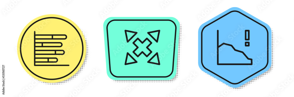 Set line Pie chart infographic, Many ways directional arrow and Financial growth decrease. Colored shapes. Vector Set line Pie chart infographic, Many ways directional arrow and Financial growth decrease. Colored shapes. Vector