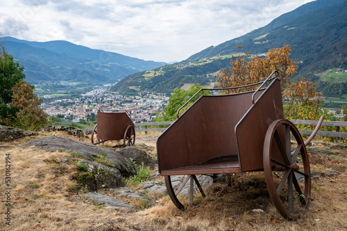 The Archeopfad Archaeological Trail in Brixen. Roman chariots.