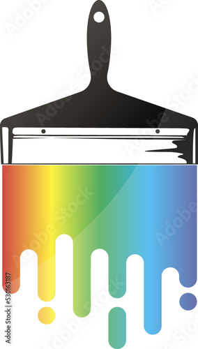 Paint brush symbol with colored paint. Design for the painter