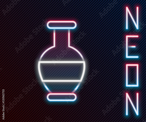 Glowing neon line Ancient amphorae icon isolated on black background. Colorful outline concept. Vector