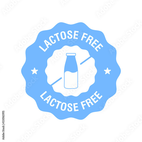 Lactose free logo icon. Vector contains no lactose label for healthy dairy food product package. Vector
