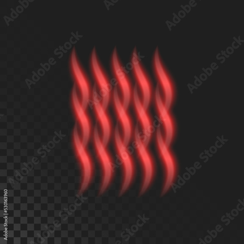 Warm air flow on a dark background. Infrared wind wave light effect. Vector illustration