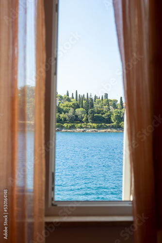 sea view from open window