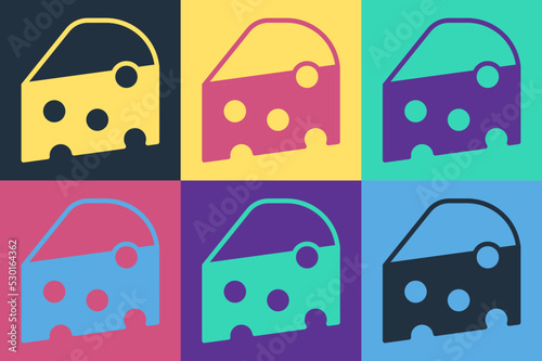 Pop art Cheese icon isolated on color background. Vector