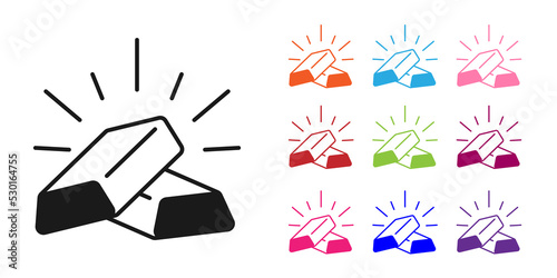 Black Gold bars icon isolated on white background. Banking business concept. Set icons colorful. Vector